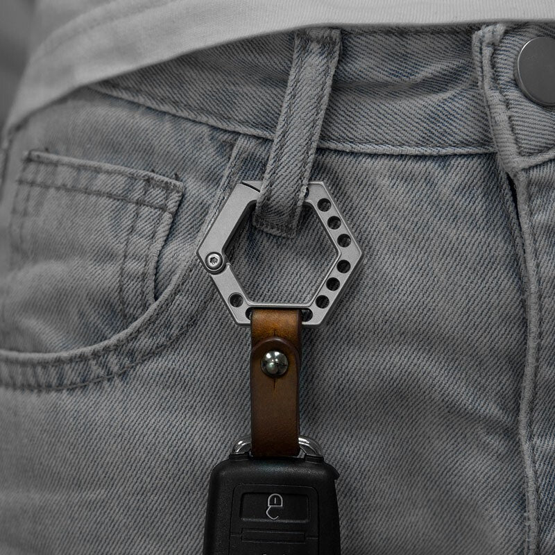 Titanium Alloy Key Chain Multi-Tools Carabiner Pendant EDC Outdoor Connectors 07FC0E-D4 - KOEEK