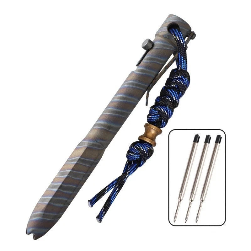 EDC Titanium Ballpoint Pen Signature Writing Pen Multifunction with Lanyard 07FC0E-D4 - KOEEK