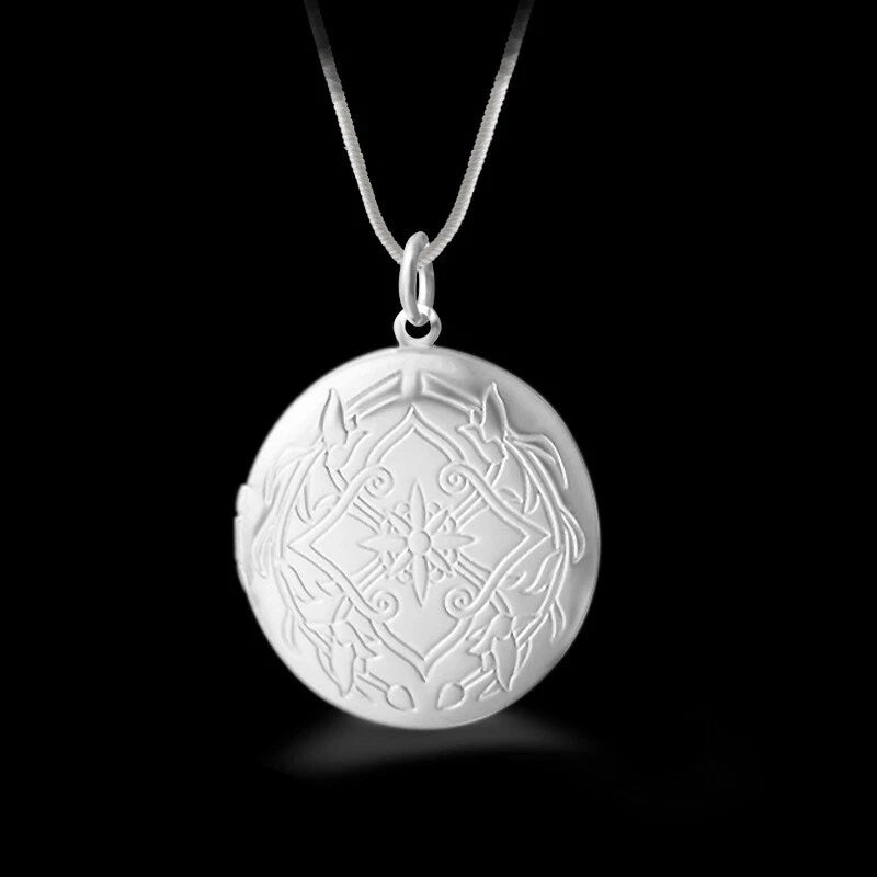 925 Sterling Silver Photo Locket Necklace Pendant Women Jewelry Couple Best Gift 07FC0E-D4 - KOEEK