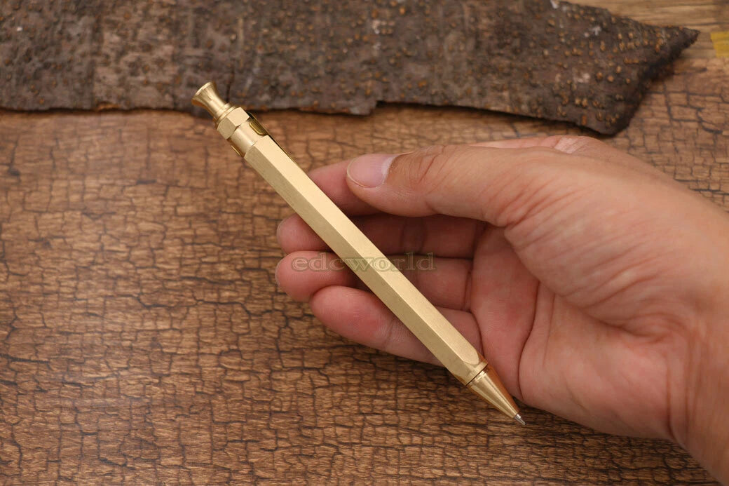 Hot EDC Handmade Brass Spring Retro Brass Pocket Pen Ball Point Pen P-22TP HANDMADE - KOEEK