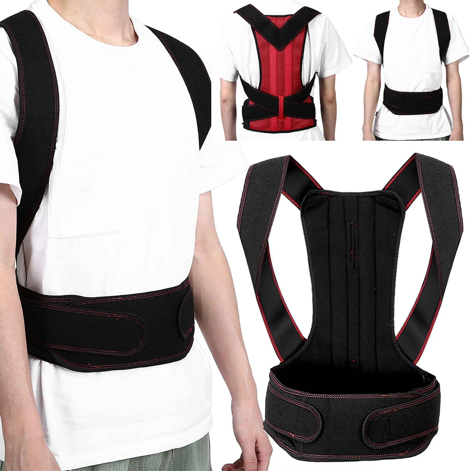 new Posture Corrector Brace Hunchback Correction Belt Back Spine (2XL Rouge) HGF koeek - KOEEK