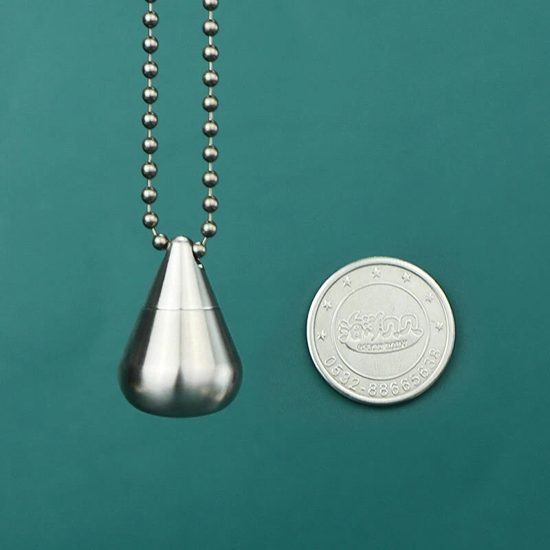 TC4 Titanium Waterproof Pill Container Drop Point Style Box Keychain Pendant 07FC0E-D4 - KOEEK