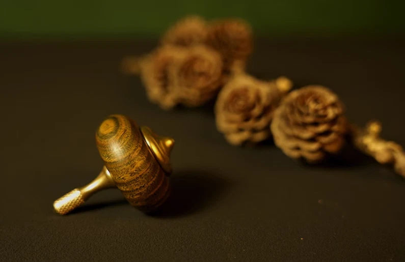 Brass+Wood Hand Twisting Spinning Top Gyro Gyroscope Spinner Men EDC Toy 07FC0E-D4 - KOEEK