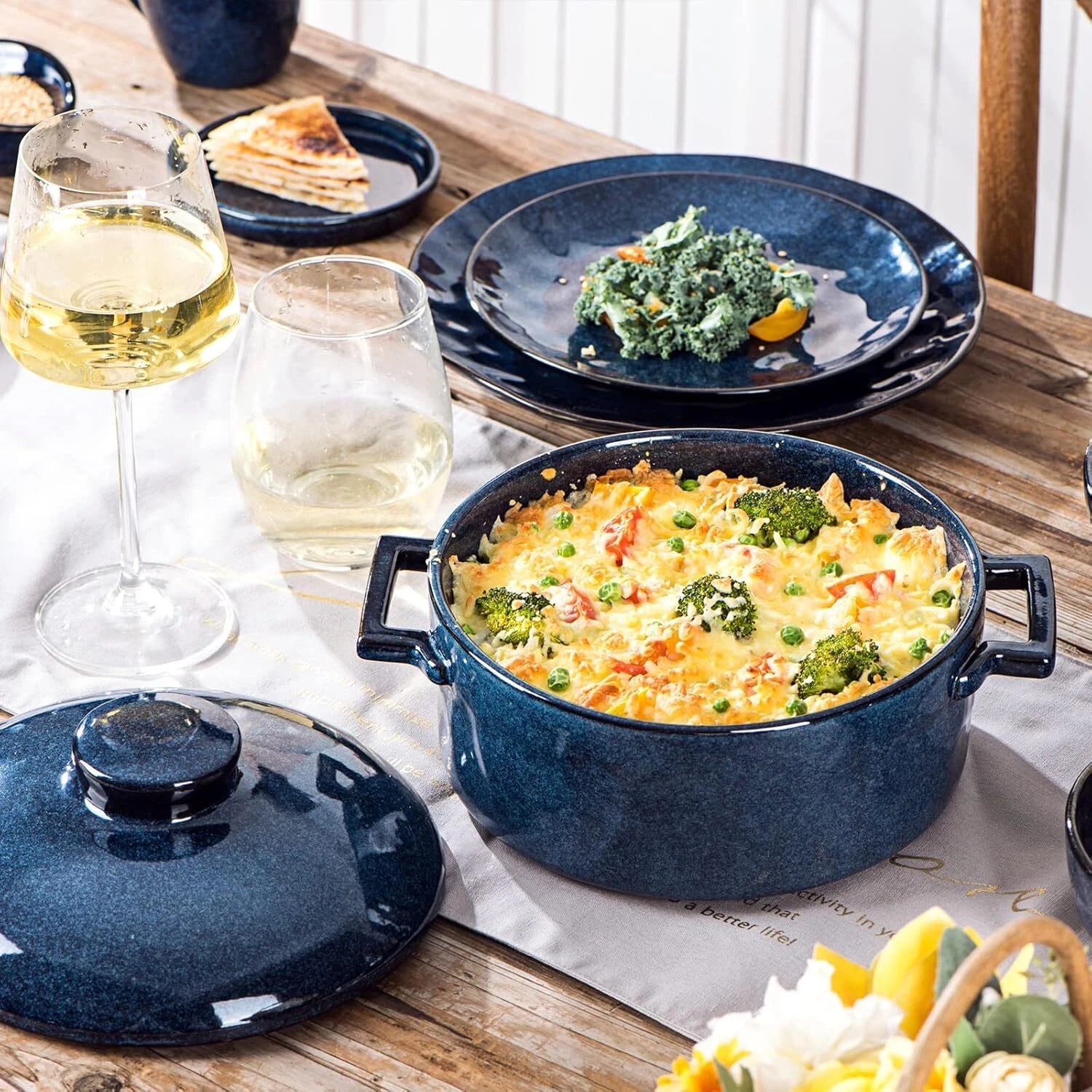 Casserole (with lid) - Ceramic lasagna dish (2-quart deep round baking dish) 07FC0E-D4 - KOEEK