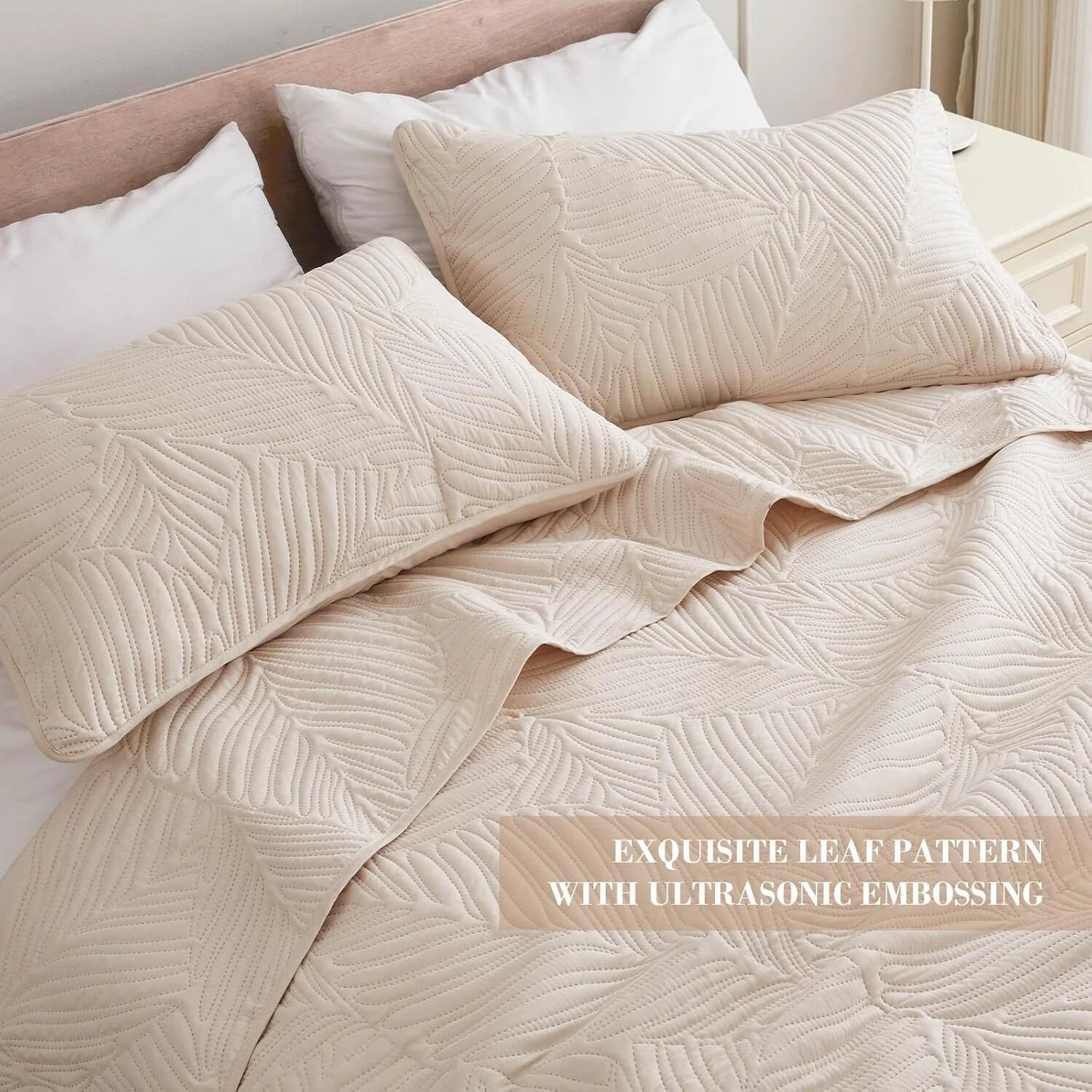Queen Quilt Bedding Set,Lightweight Beige Quilts Queen Full Size for All Seasons 07FC0E-D4 - KOEEK