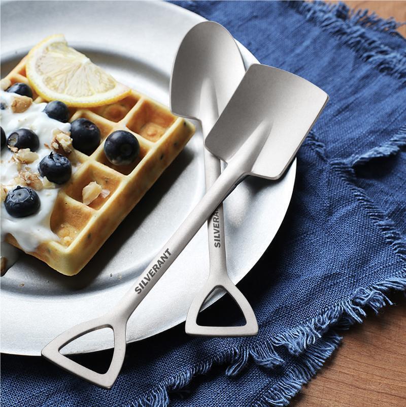 Pure Titanium Shovel Shape Spoon Lightweight Dessert Coffee Spoon Portable EDC 07FC0E-D4 - KOEEK