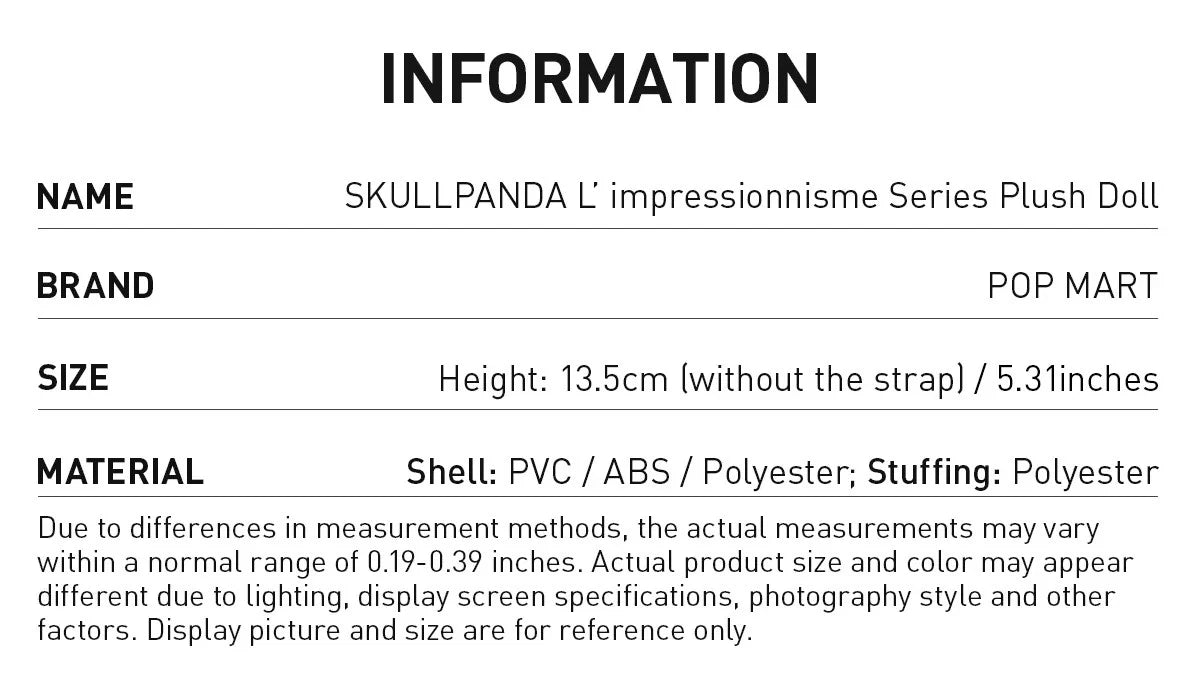 Authentic SkullPanda L'impressionnisme Series Plush Doll Blindbox ConfirmedColor 07FC0E-D4 - KOEEK