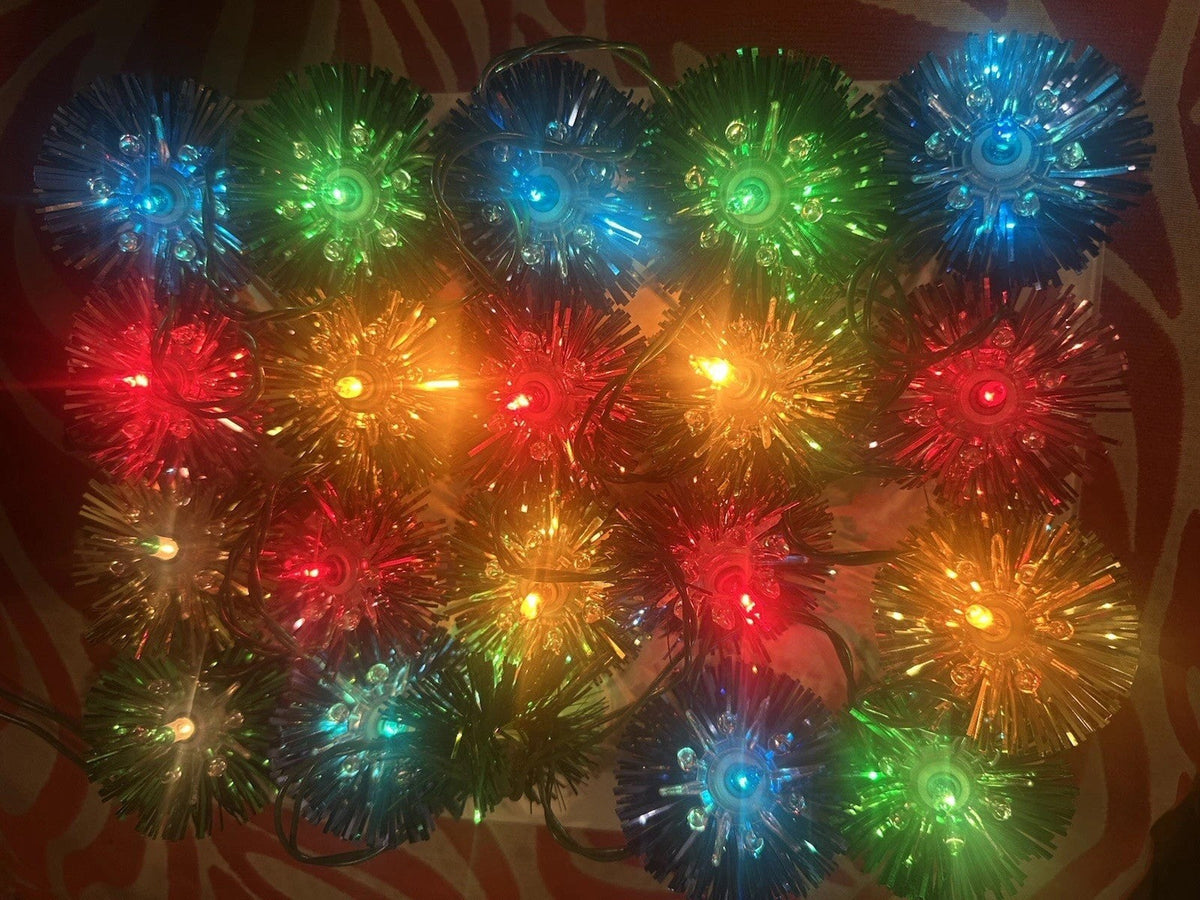 (Rare) 20 Vintage Tinsel-Lights General Electric Merry Midget Straight-Line GE - KOEEK