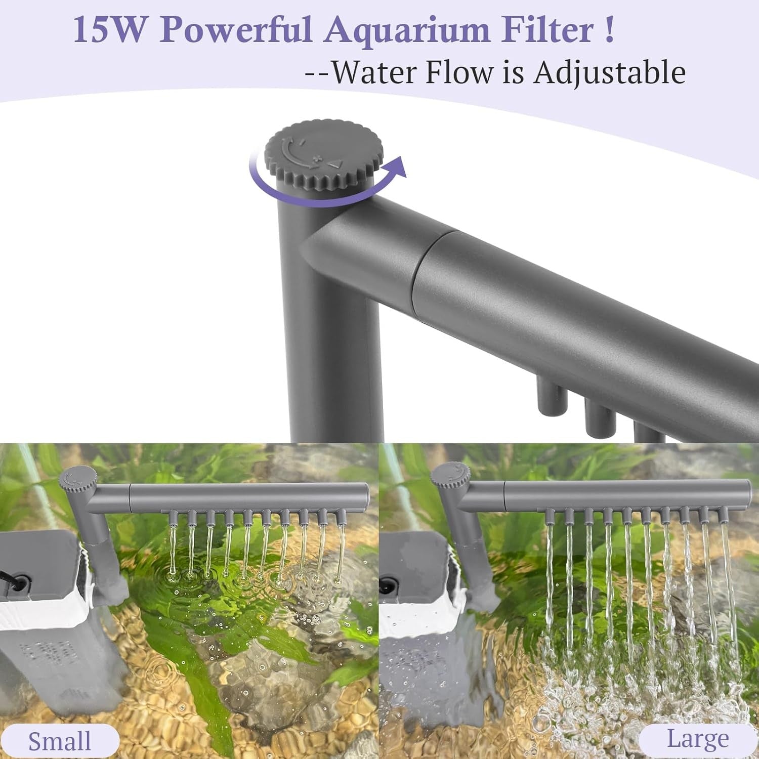 new 15W 210GPH Ultra Powerful Aquarium Filter for 15-40Gallon Fish Gray/White 07FC0E-D4 - KOEEK