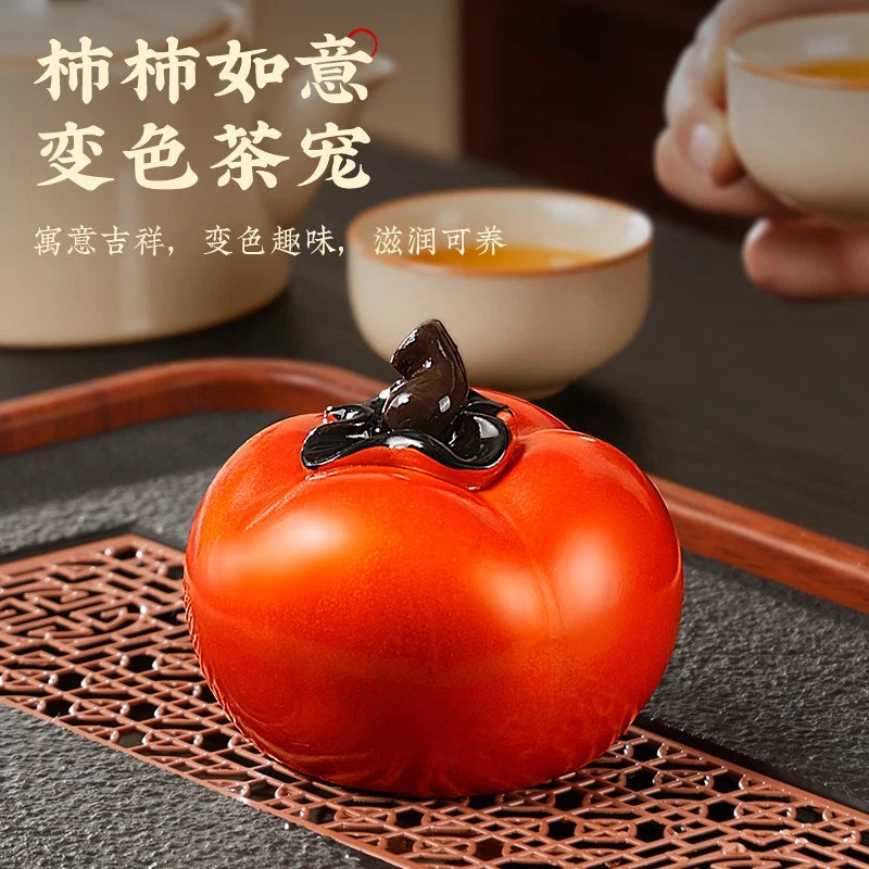 1Pc Exquisite Persimmon Tea Pet Creative Decoration Dedicated Tea Set Ornament 07FC0E-D4 - KOEEK