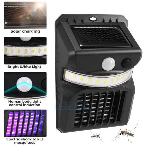 ny solcelledrevet elektrisk myggdreperlampe LED-fellelampe Fly Bug Insect Zapper