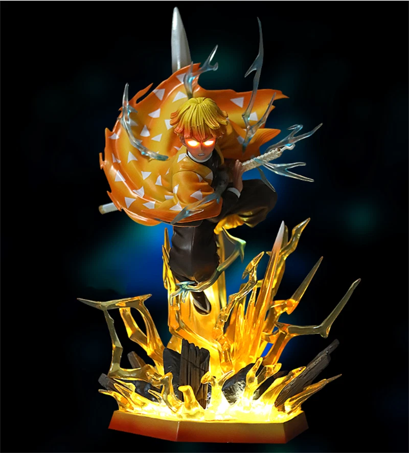 30cm Demon Slayer Agatsuma Zenitsu LED Light Action Figure Statue High Model Toy 07FC0E-D4 - KOEEK
