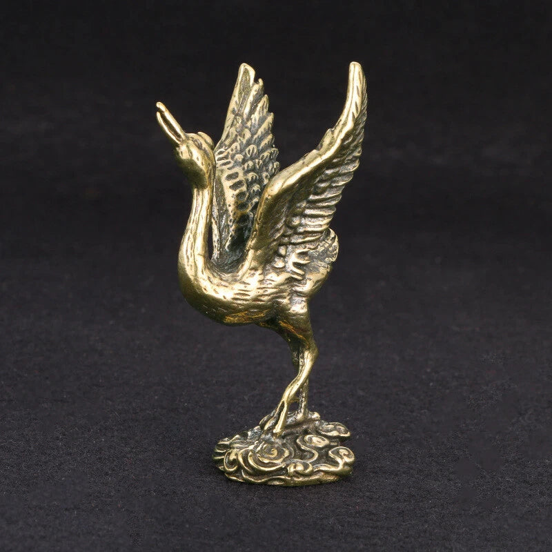 Solid Brass Crane Figurine Small Statue Home Ornament Figurines Animal Gifts Toy 07FC0E-D4 - KOEEK