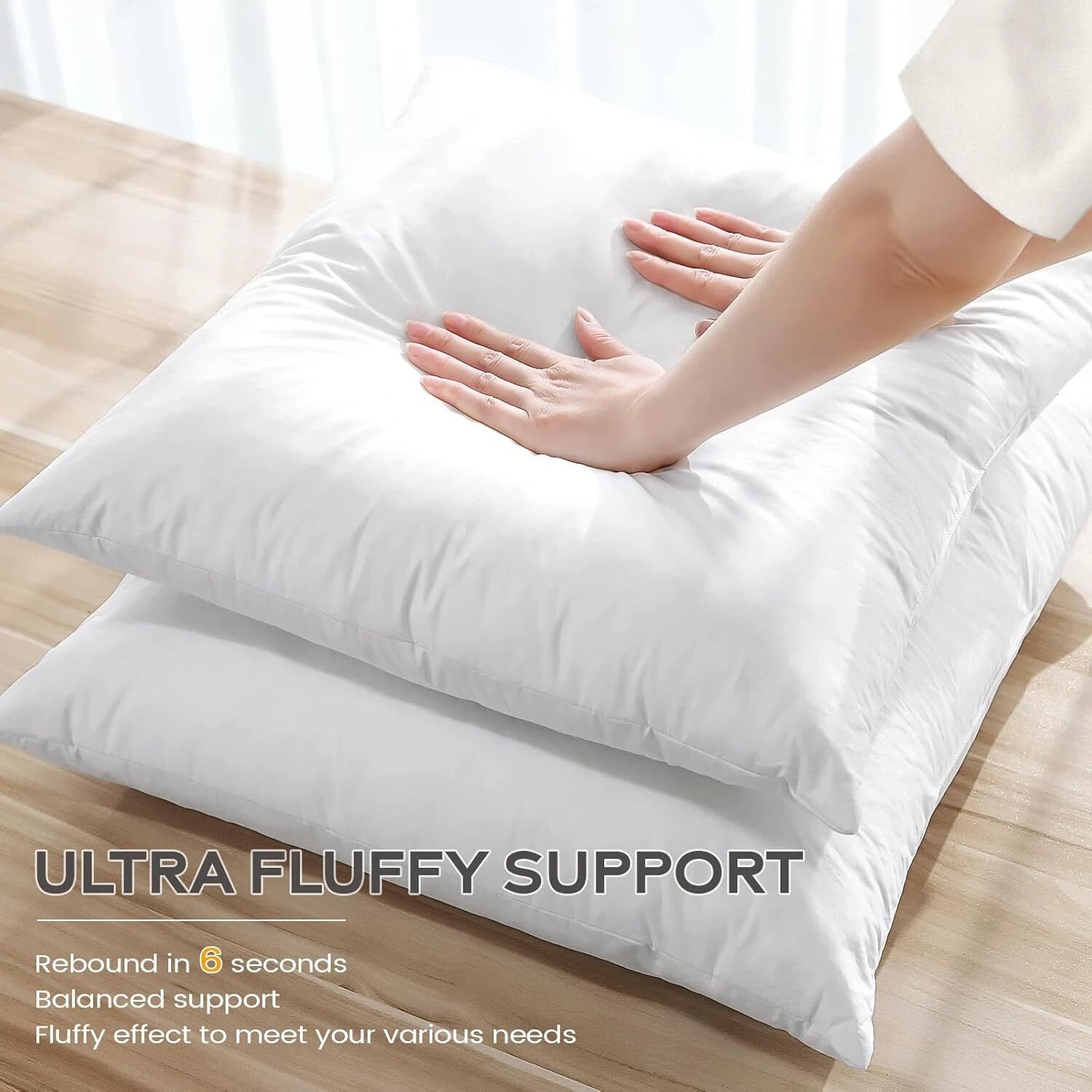 Set of 2 down feather pillowcases, soft and fluffy,  downproof cotton cover 07FC0E-D4 - KOEEK