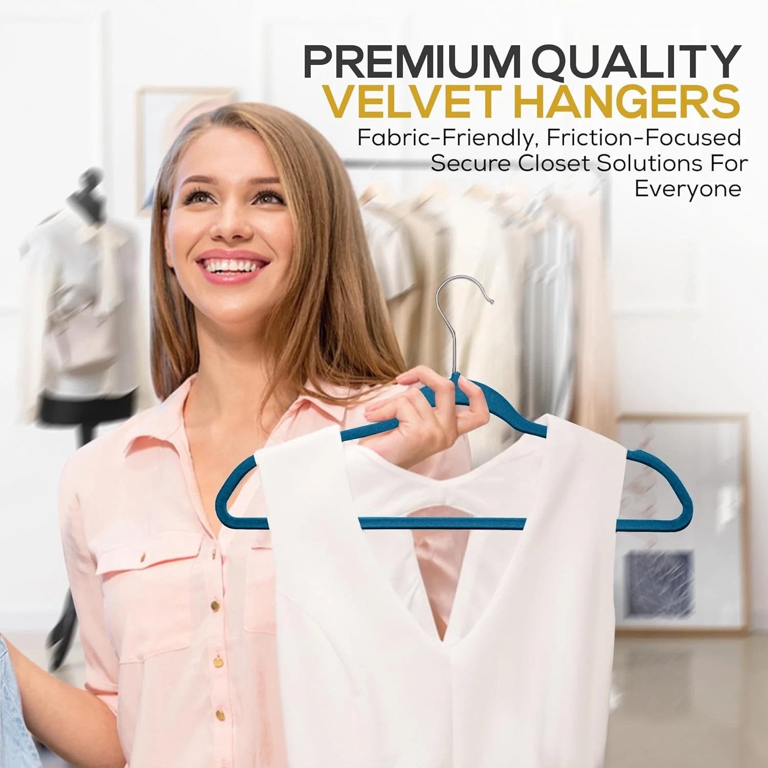 High-end velvet clothes hangers, pack of 50, ultra-thin non-slip adult felt 07FC0E-D4 - KOEEK