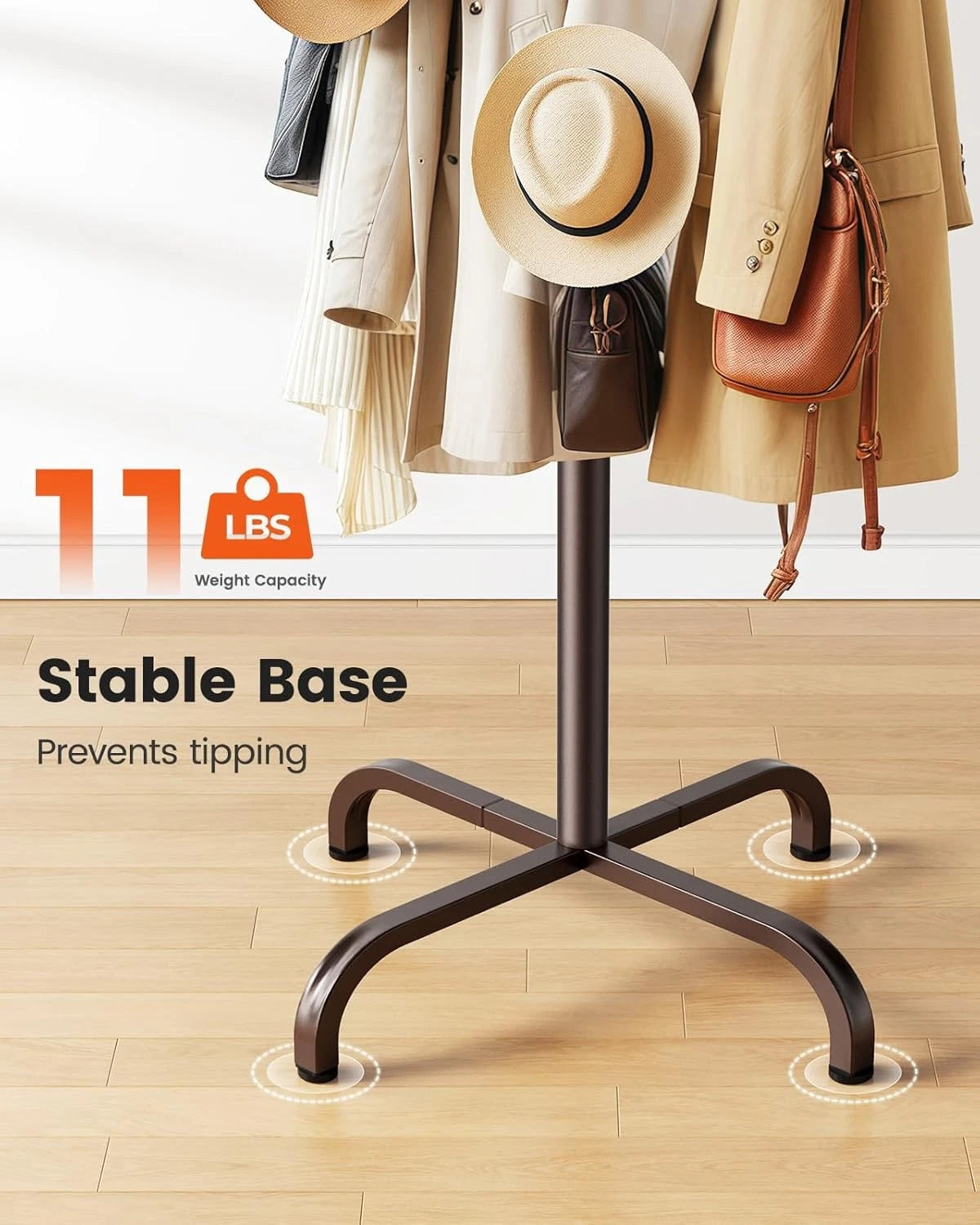 Coat Rack with 14 Hooks, Freestanding Coat Rack Stand for Entryway, Hallway 07FC0E-D4 - KOEEK