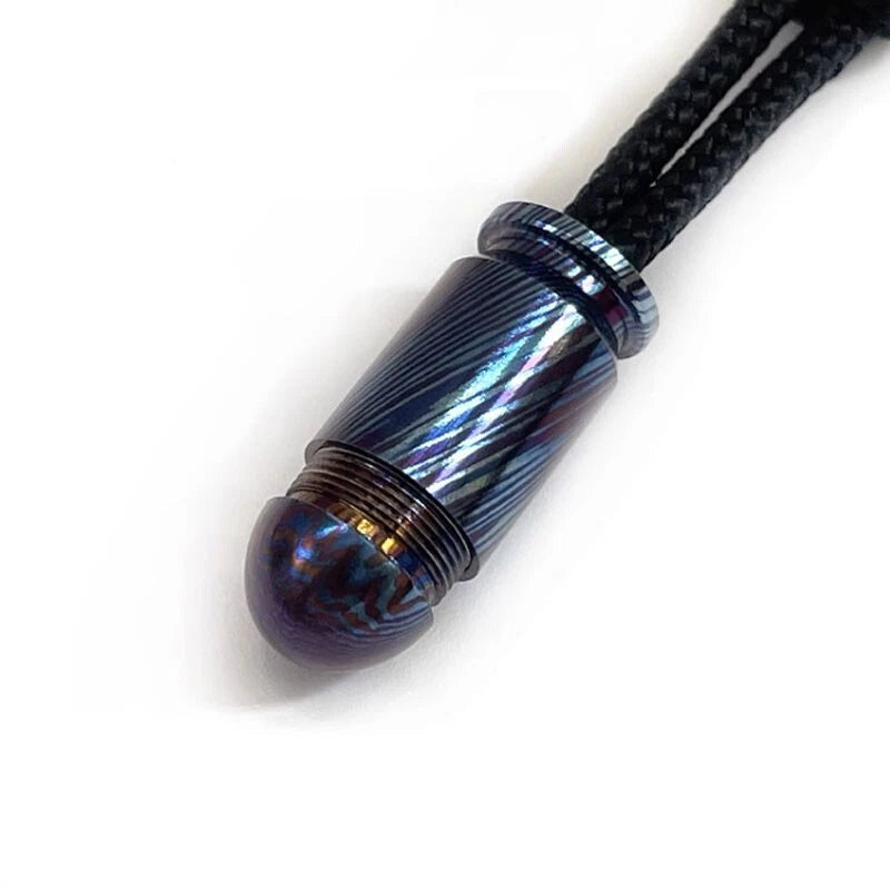 EDC Titanium Damascus Parachute Cord Bead Necklace Keychain Pendant Lanyard Tool 07FC0E-D4 - KOEEK