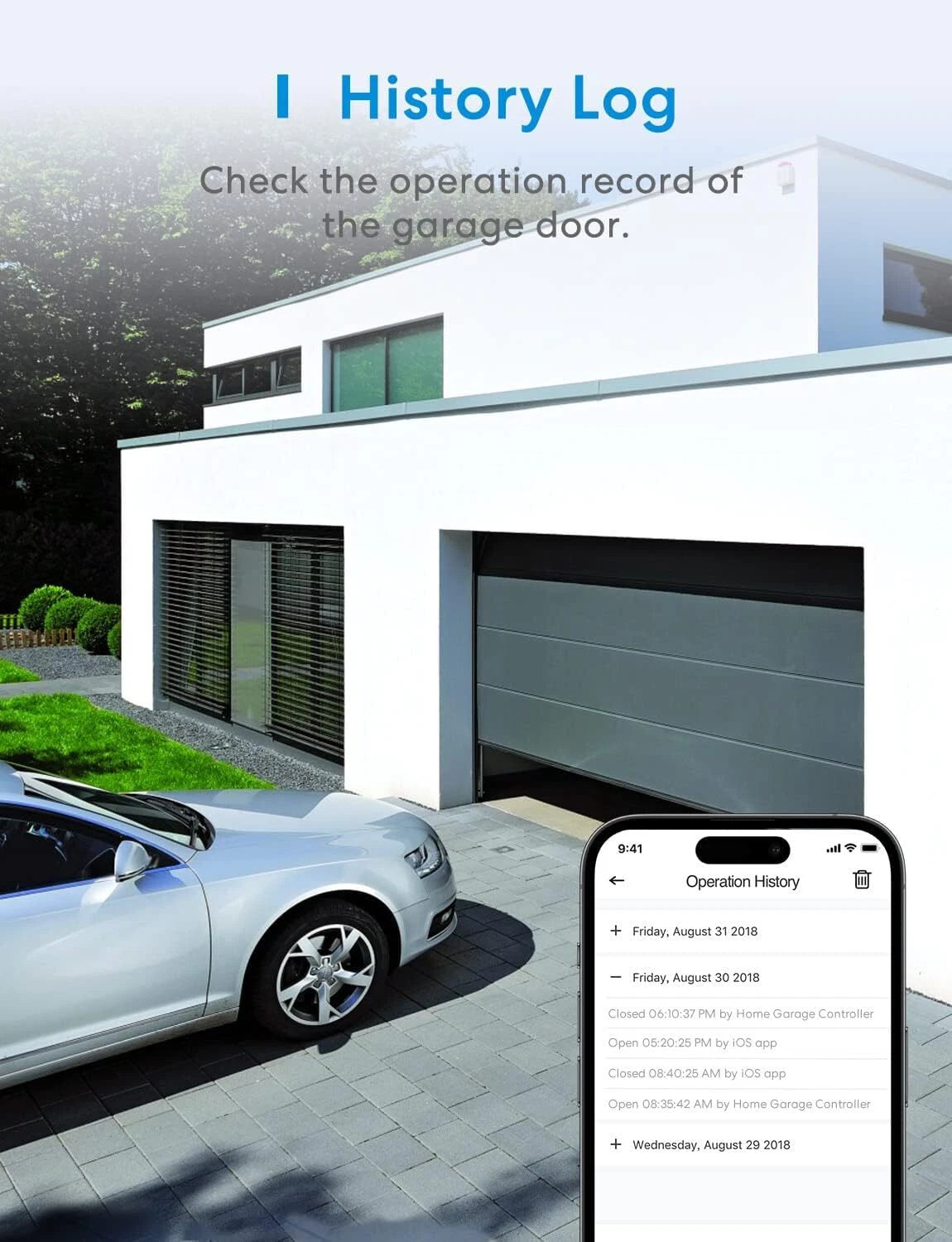 Intelligent garage door opener remote control with multiple notification modes 07FC0E-D4 - KOEEK