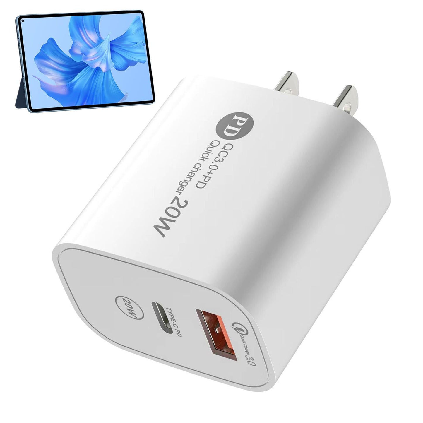 new PD20W USB A and Type C Fast Charging Block Double USB Plug QC3.0 Power Cube koeek - KOEEK