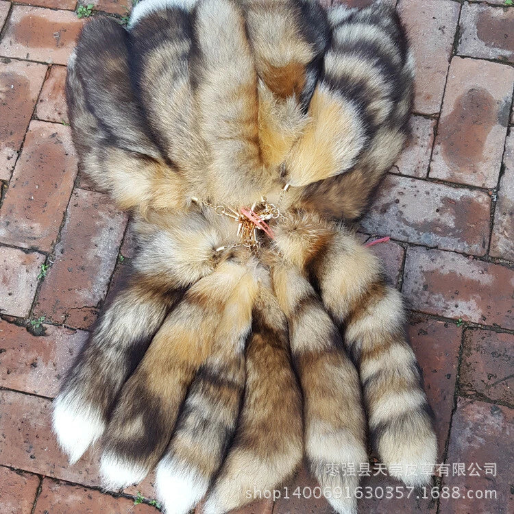42CM Large Fox Tail Real Fox Fur Tail Keychain Fur Tassel Handbag 16.5" Gift 07FC0E-D4 - KOEEK