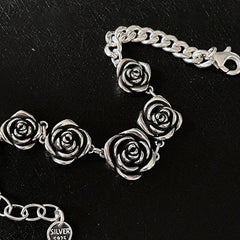 925 Sterling Silver Vintage Roses Flower Chain Bracelet Trendy Style  Bangle 07FC0E-D4 - KOEEK