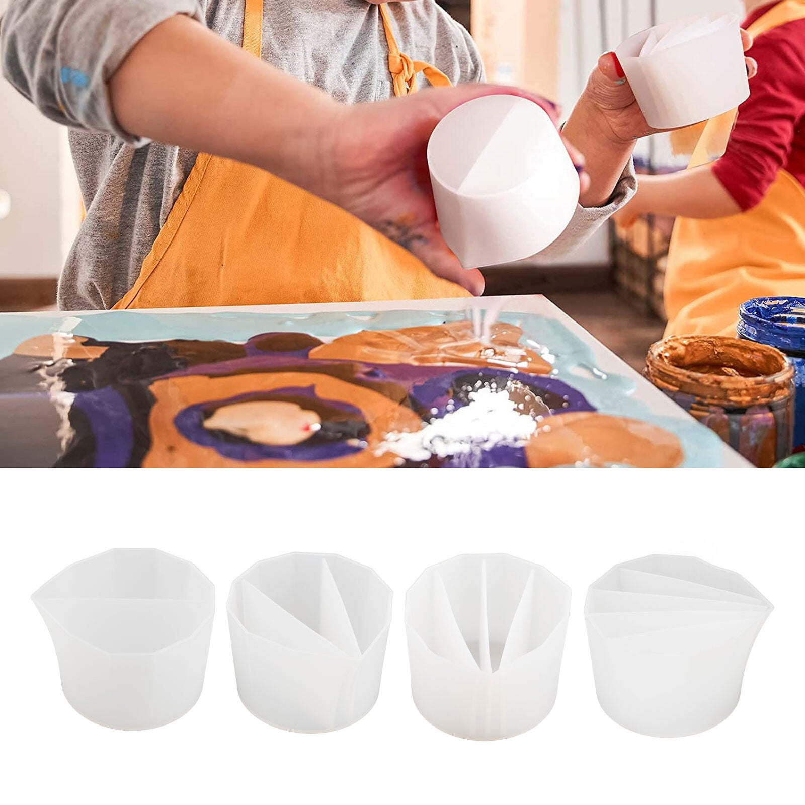 new 4 Styles Split Cups Paint Pouring Paint Aromatherapy Melting Wax Pouring Cup HGF koeek - KOEEK