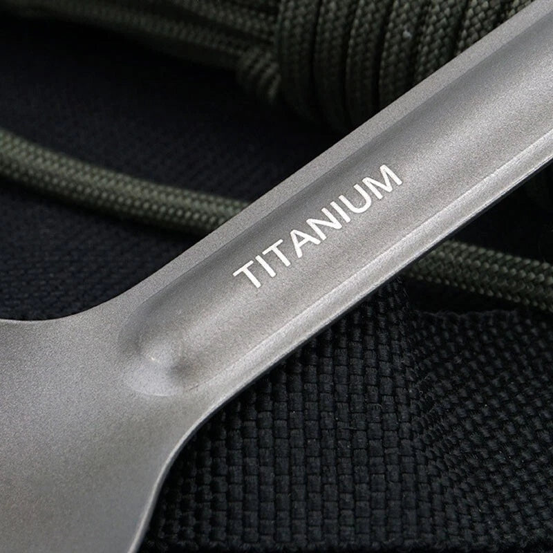 Pure Titanium Tableware Spoon +Fork Portable Outdoor Camping Travel EDC Tool 07FC0E-D4 - KOEEK