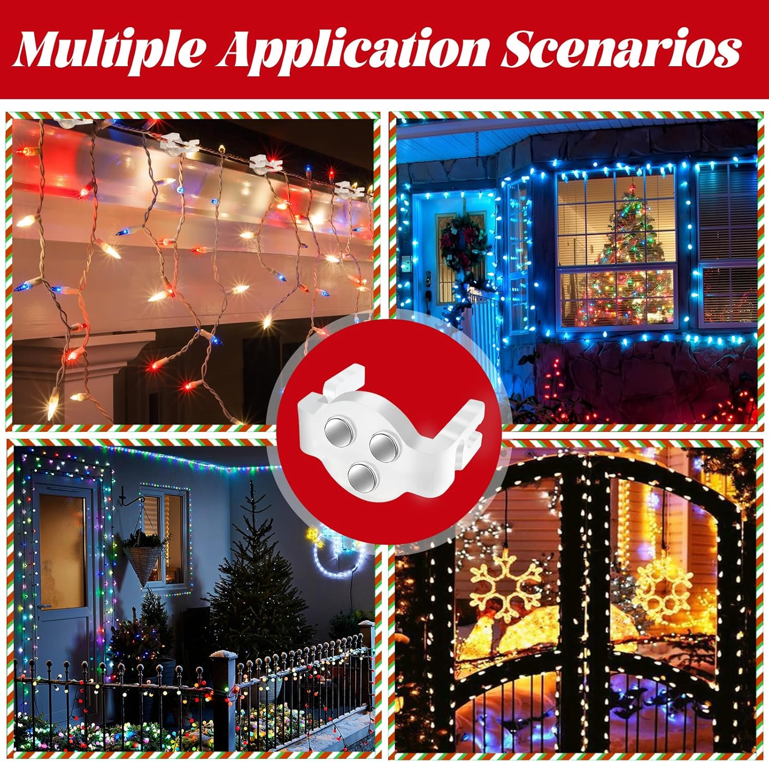 50 Pack C9 Magnetic Christmas Light Clips, Extra Strong Magnetic Clips Hook 07FC0E-D4 - KOEEK
