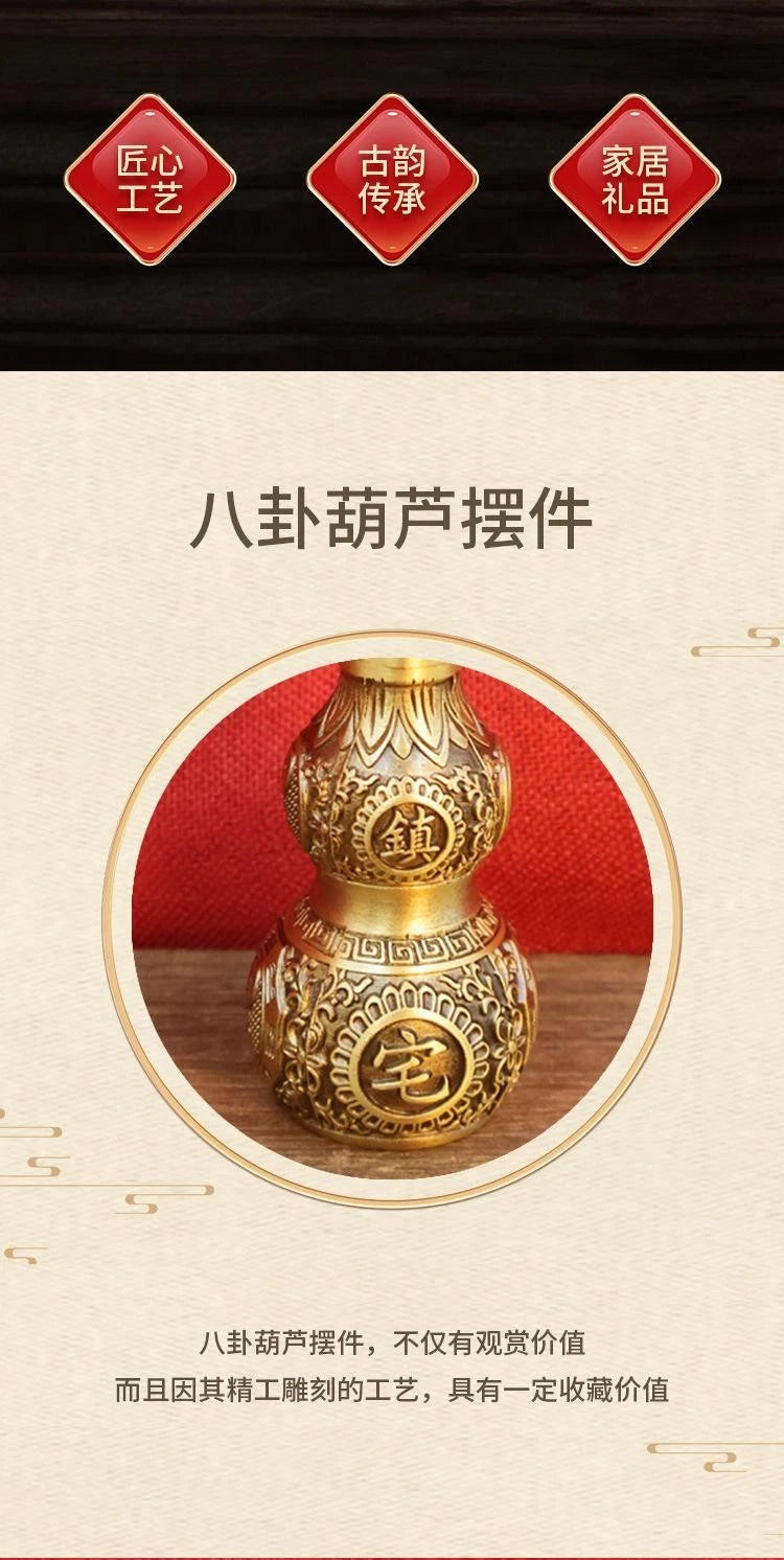 Brass Bagua Gourd With Lid Hollow Feng Shui Bedroom Home Decor Hanging Ornament 07FC0E-D4 - KOEEK
