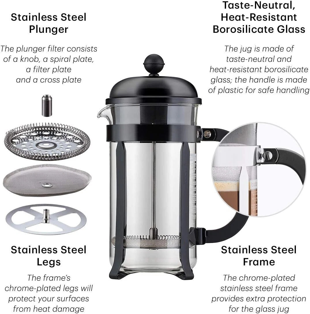 51 oz French Press Coffee Pot, High Temperature Borosilicate Glass 07FC0E-D4 - KOEEK