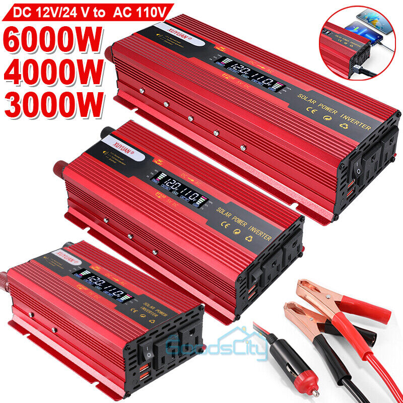 ny 6000W DC konverter 12/24V A 110V AC 2USB Para Carro Auto Inversor Corriente