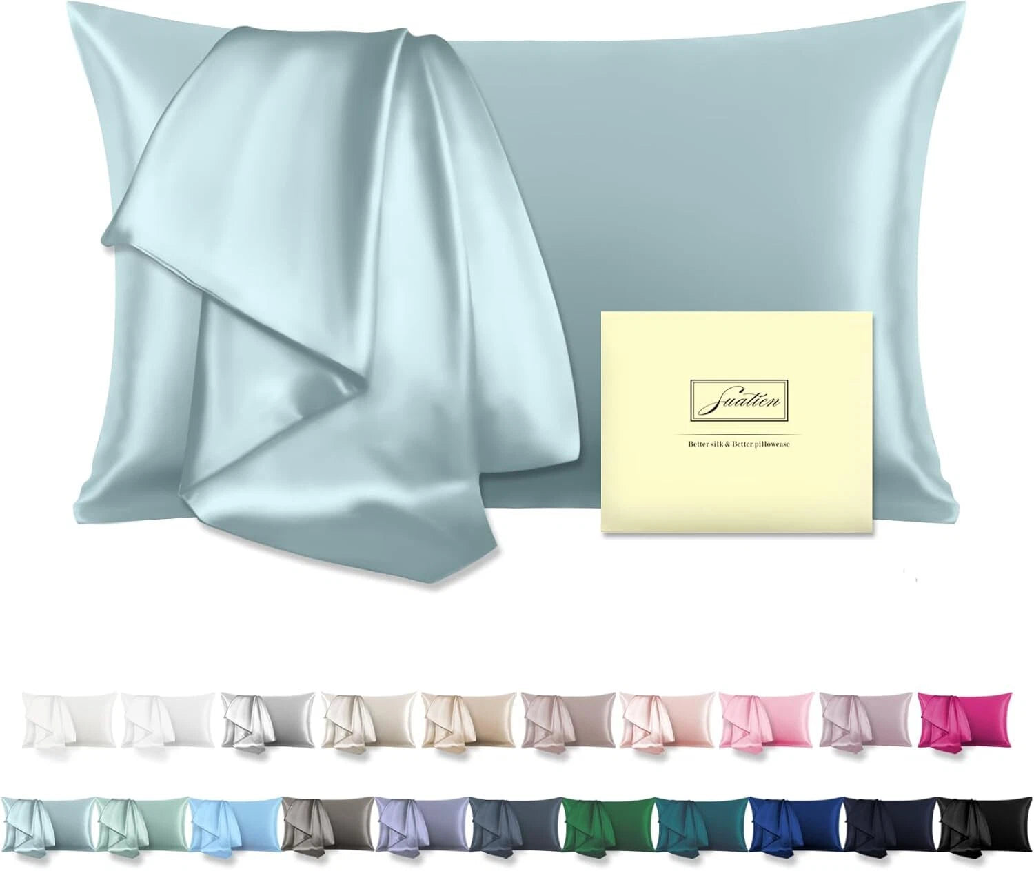 Silk Pillowcase for Hair and Skin Standard Size 20"X 26" with Hidden Zipper Soft 07FC0E-D4 - KOEEK