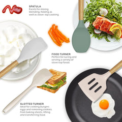 Silicone Cooking Utensils Set - 446°F Heat Resistant Silicone Kitchen Utensils 07FC0E-D4 - KOEEK