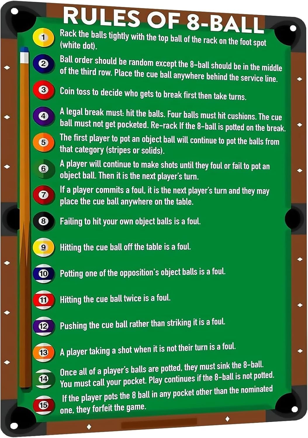 new HYBLOM Classic Game Room Wall Art Tin Poster for Billiards Lovers - Vintage... HYBLOM - KOEEK