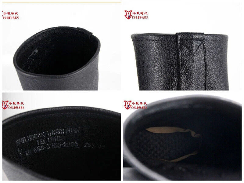 Russia Soviet Army Military Soldiers Vintage Combat Long Boots Black Leather 07FC0E-D4 - KOEEK