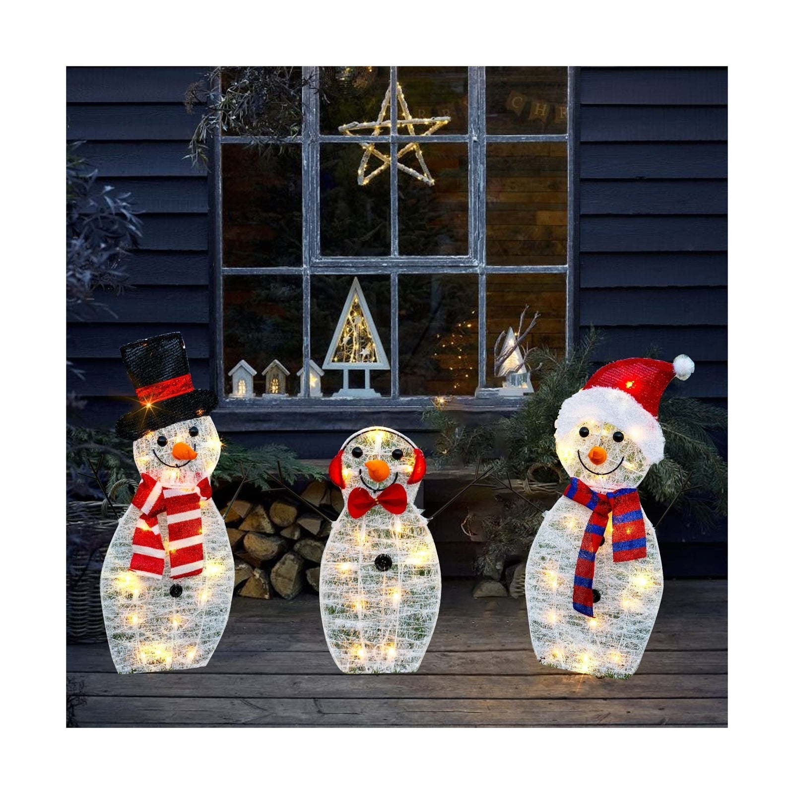 HOURLEEY Christmas Decoration 55 L Lighted Snowman Family Outdoor, 3-Piece Wa... HOURLEEY - KOEEK