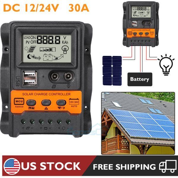 ny 12/24V 80/100A MPPT Solar Charge Controller Panel Batteri LCD-regulator Dual USB