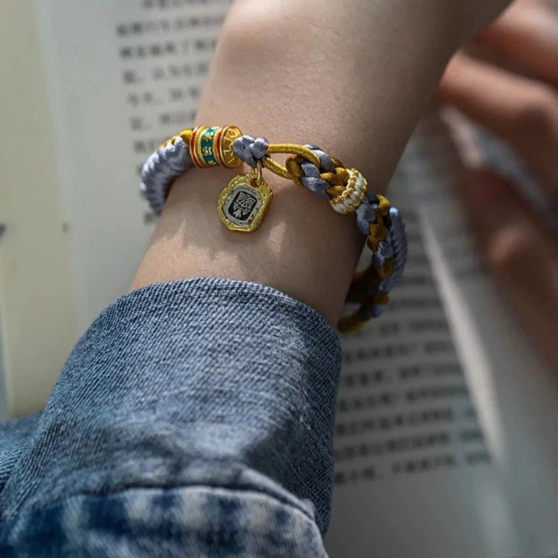Tibetn Hand-woven Zakilam Bracelet Six Character Mantra Amulet HandString Bangle 07FC0E-D4 - KOEEK