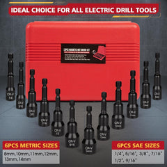 new 12-Piece Magnetic Nut Driver Set, Premium CR-V Steel Impact Set 07FC0E-D4 - KOEEK