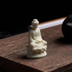 7cm Tagua Handcarved Avalokitesvara Buddha Statue Temple Supplies Home Ornament 07FC0E-D4 - KOEEK