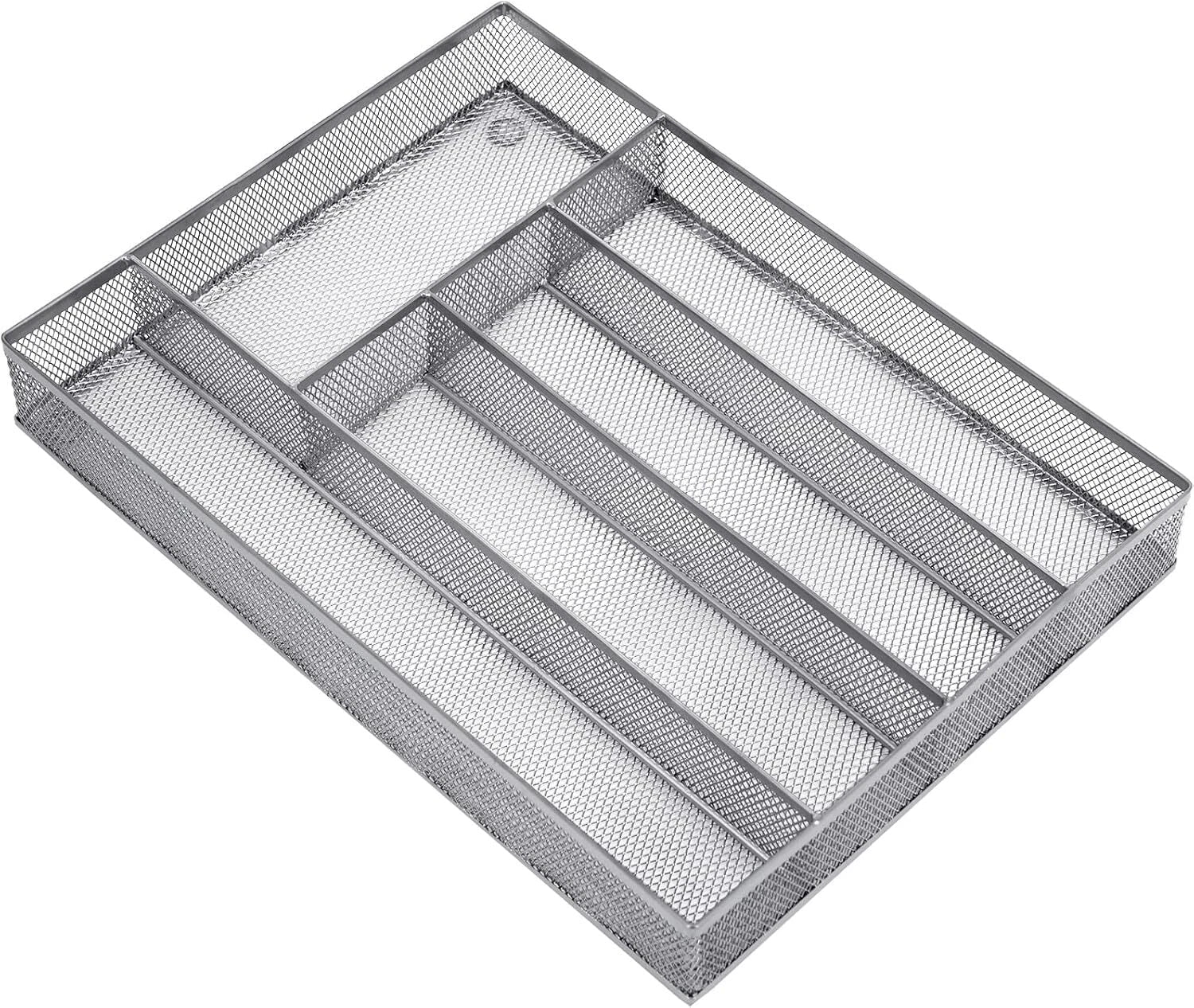 Metal Silverware Organizer, Mesh Drawer Organizer (Silver 9 * 3 * 2 inch 6-Pack) 07FC0E-D4 - KOEEK