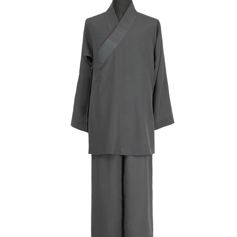 Buddhist Shaolin Monk Robe Linen Kung Fu Suit Meditation Uniforms Full Set 07FC0E-D4 - KOEEK