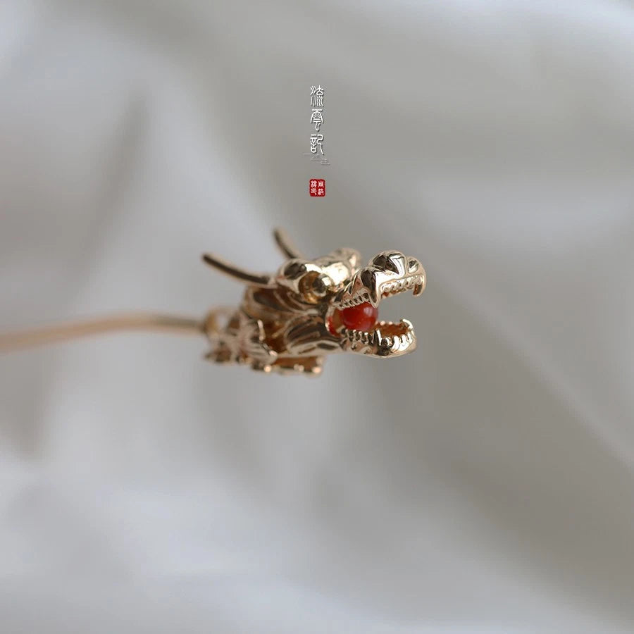 Ancient Hanfu Hairpin Hair Step Shake Headdress Hair Stick Dragon Head Stick A 07FC0E-D4 - KOEEK