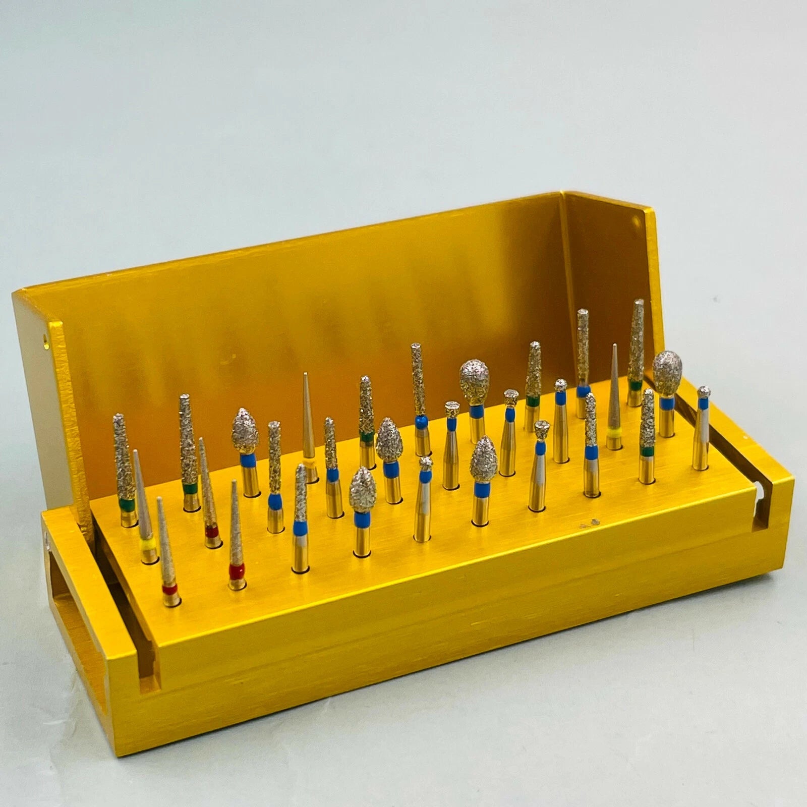 30pcs Dental Diamond Burs Drill+Disinfection Bur Block High Speed Handpiece Kit 07FC0E-D4 - KOEEK