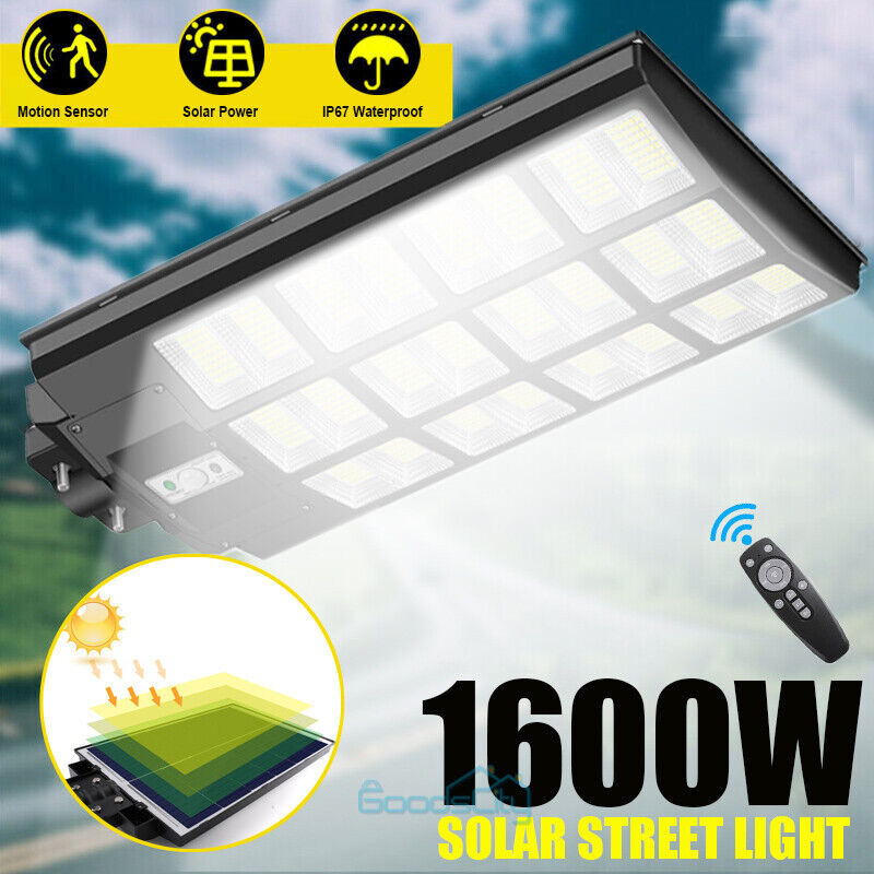 ny udendørs kommerciel 10000000LM LED Solar gadelys Dusk-to-Dawn vejlampe+stang