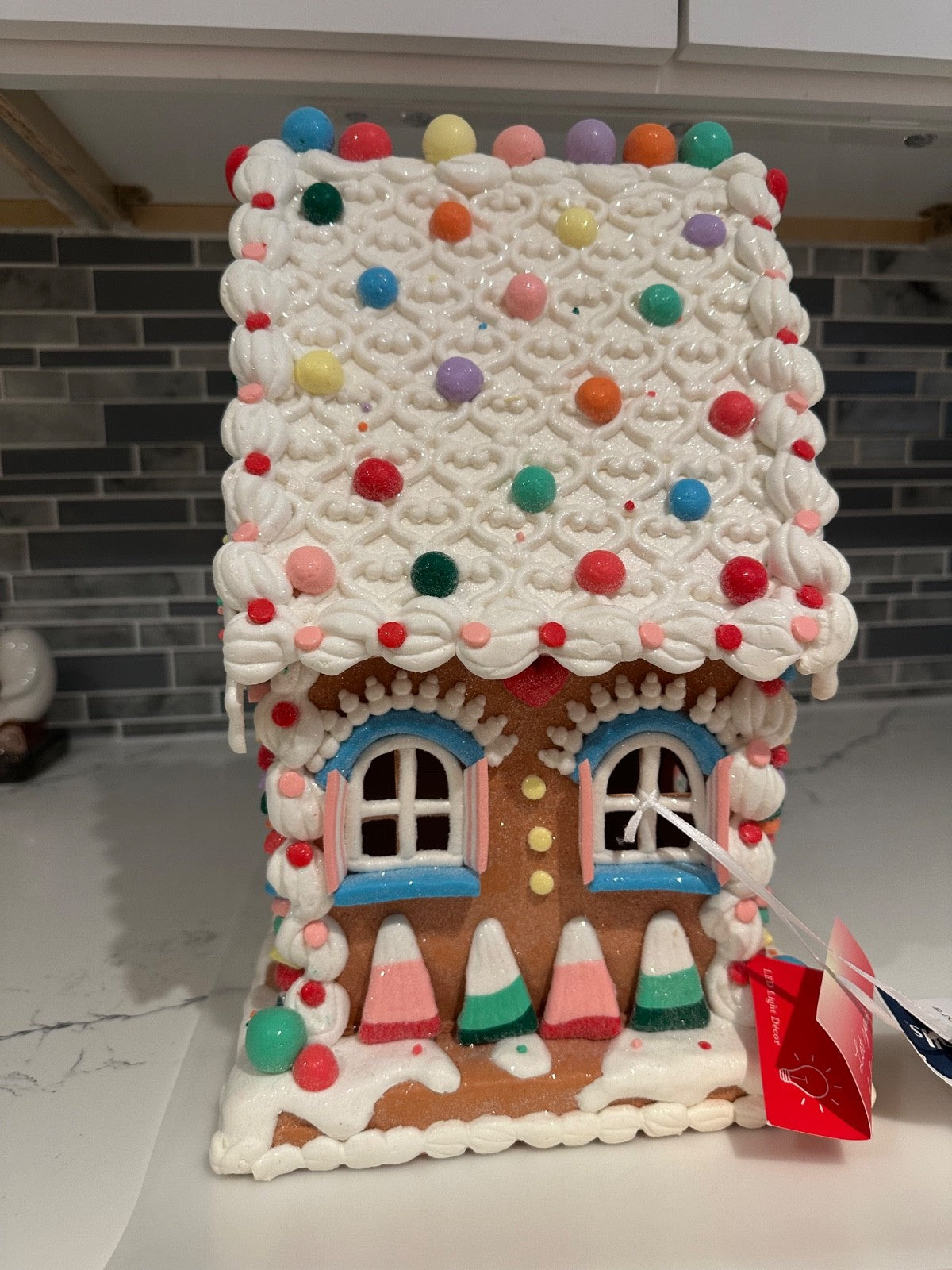Christmas Gingerbread Candy House 13” Light Up Clay Dough CANDY - KOEEK