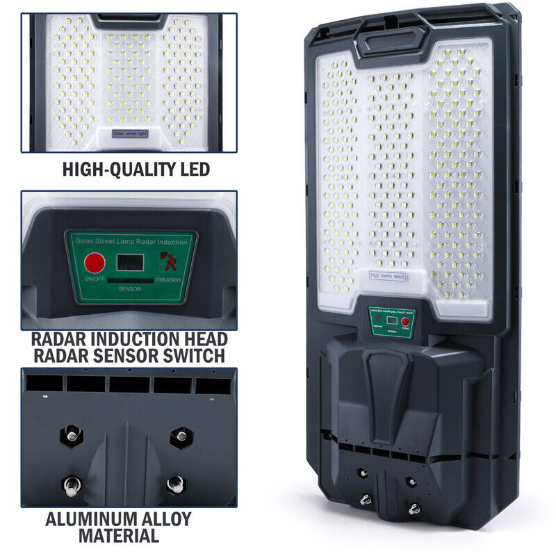 ny 2000W kommerciel Solar Street Flood Light Udendørs Dusk to Dawn vejlampe + stang