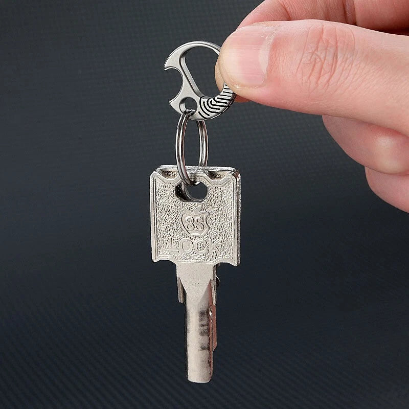Mini Titanium Key Chain Carabiner Opener Outdoor EDC Travel Size Hanging Buckle 07FC0E-D4 - KOEEK