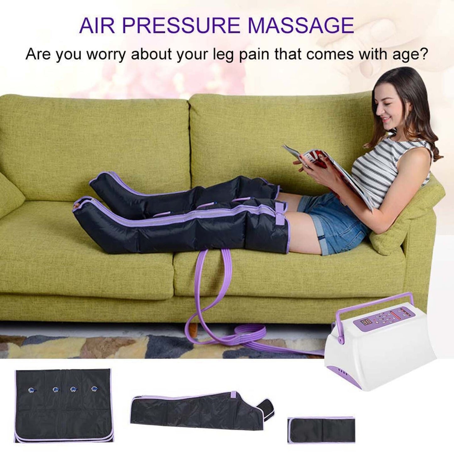 new Air Circle Compression Leg Arm Cuff Massager Leg Wraps Therapy US Plug HGF koeek - KOEEK