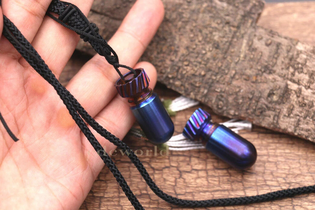 Outdoor Titanium CNC Torpedo Type Waterproof Pill Case Key Chain Container EDC 07FC0E-D4 - KOEEK